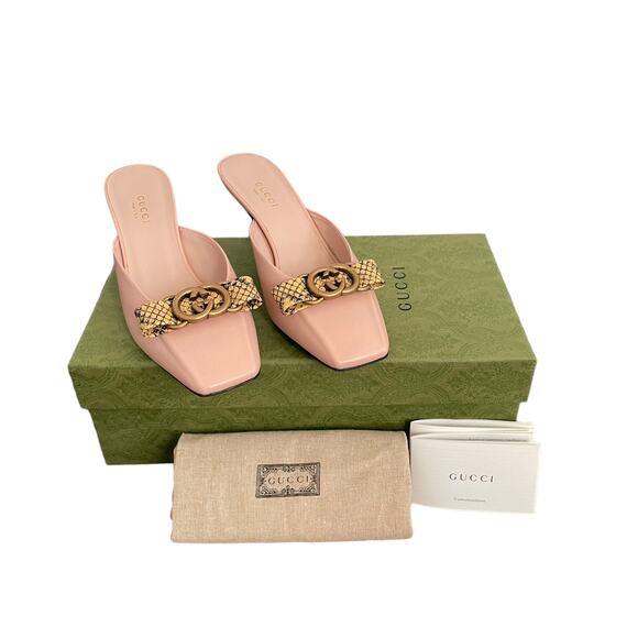 Authentic GUCCI Women's Interlocking G PINK Mule Size 37 EUR | US 7 NEW - Picture 1 of 14